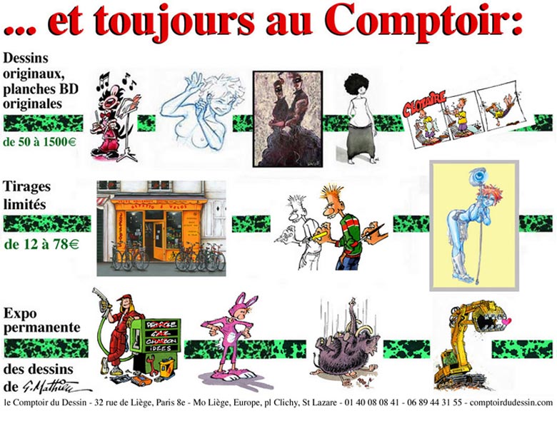 Annonce de dessins originaux au Comptoir du dessin